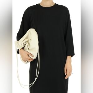 Pleated Balloon Bag from Modern Weaving- Crossbody / Shoulder Bag, Cream Leather